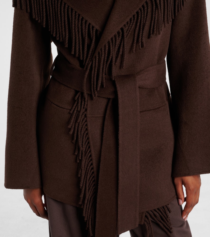 Simkhai Rowen Fringed Wool-blend Jacket In Brown