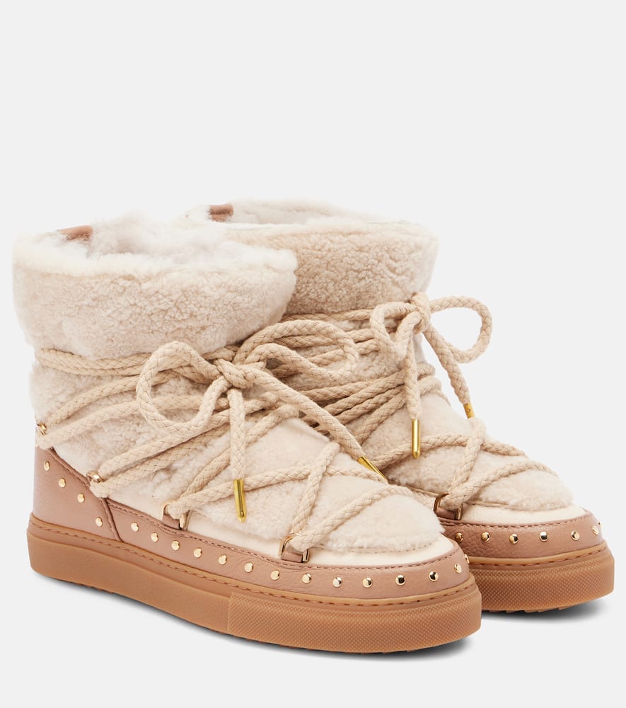 Inuikii Curly Rock Shearling And Leather Snow Boots In Brown