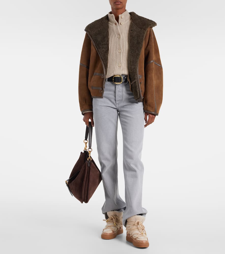Inuikii Curly Rock Shearling And Leather Snow Boots In Brown