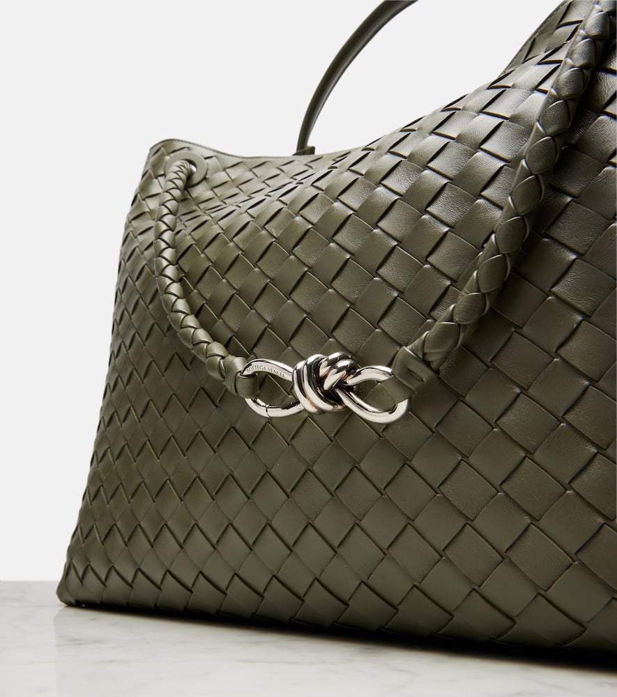 Bottega Veneta Andiamo Intrecciato Large Leather Tote Bag In Green