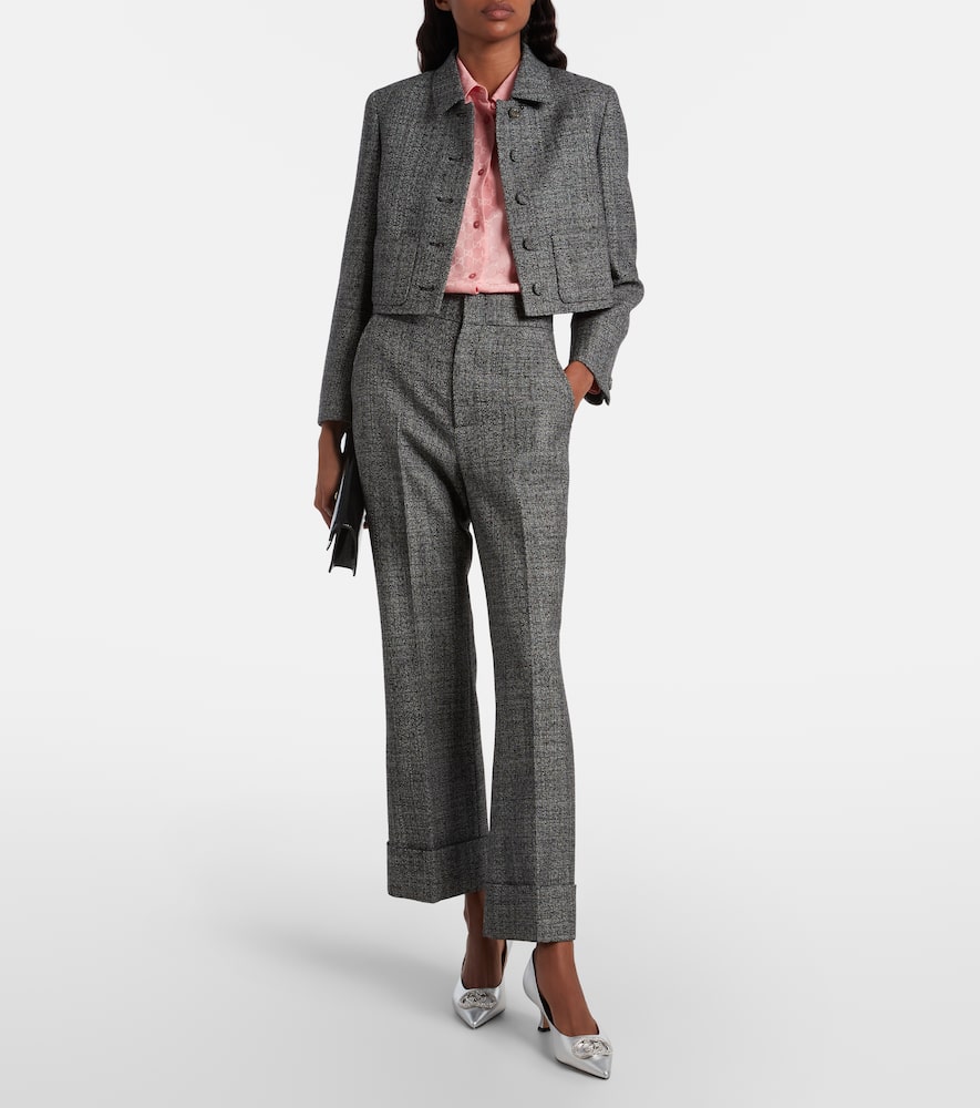 Gucci High-rise Wool Straight Pants In Gray