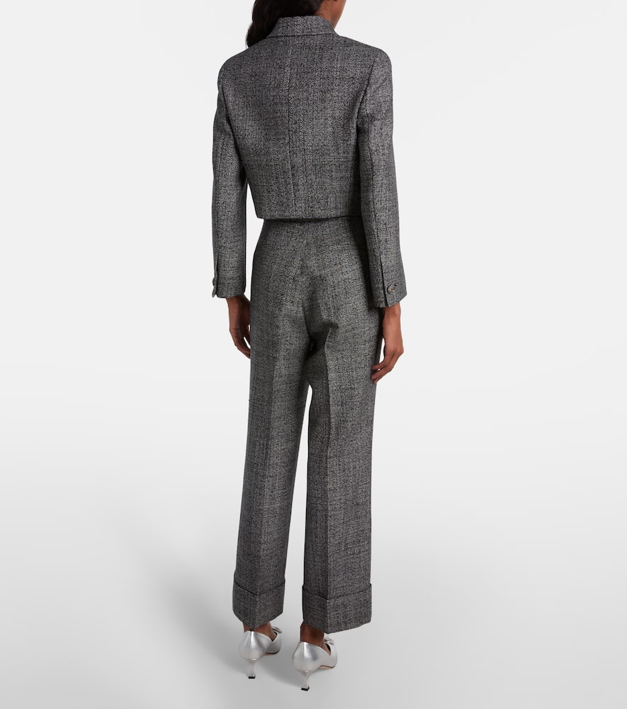 Gucci High-rise Wool Straight Pants In Gray