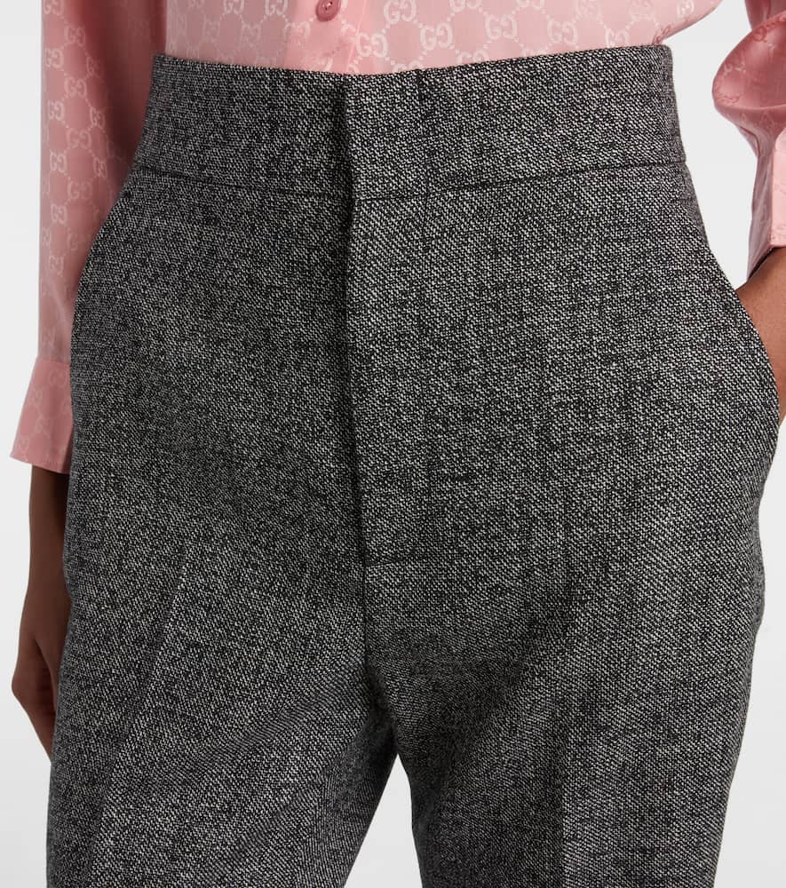 Gucci High-rise Wool Straight Pants In Gray