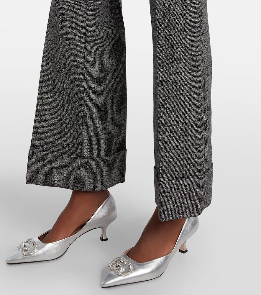 Gucci High-rise Wool Straight Pants In Gray