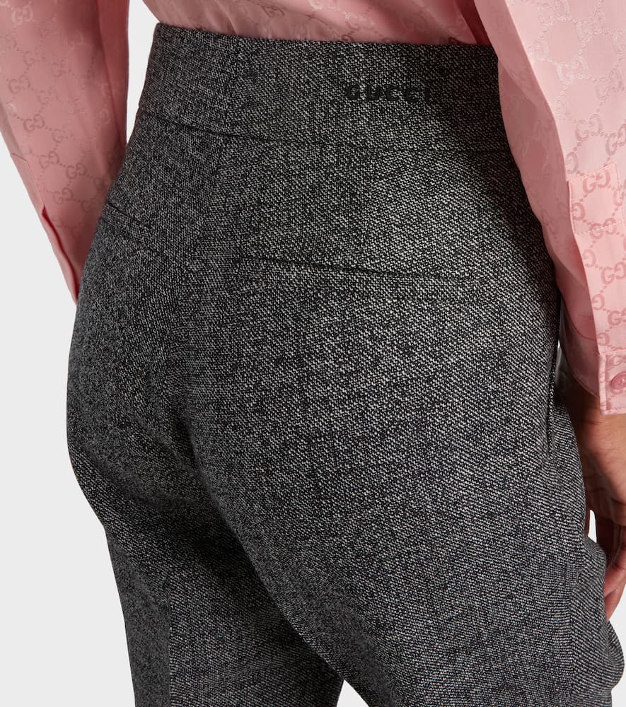Gucci High-rise Wool Straight Pants In Gray