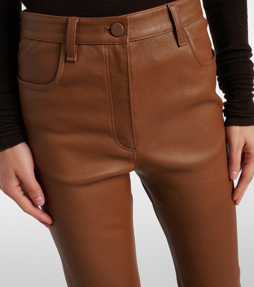 Cropped Leather Bootcut Pants