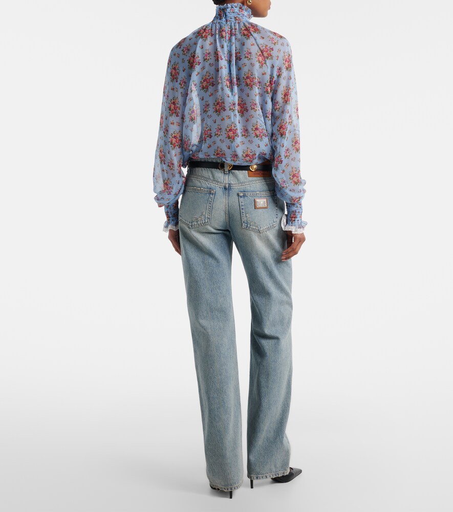 Dolce&Gabbana Leather-Trimmed Straight Jeans