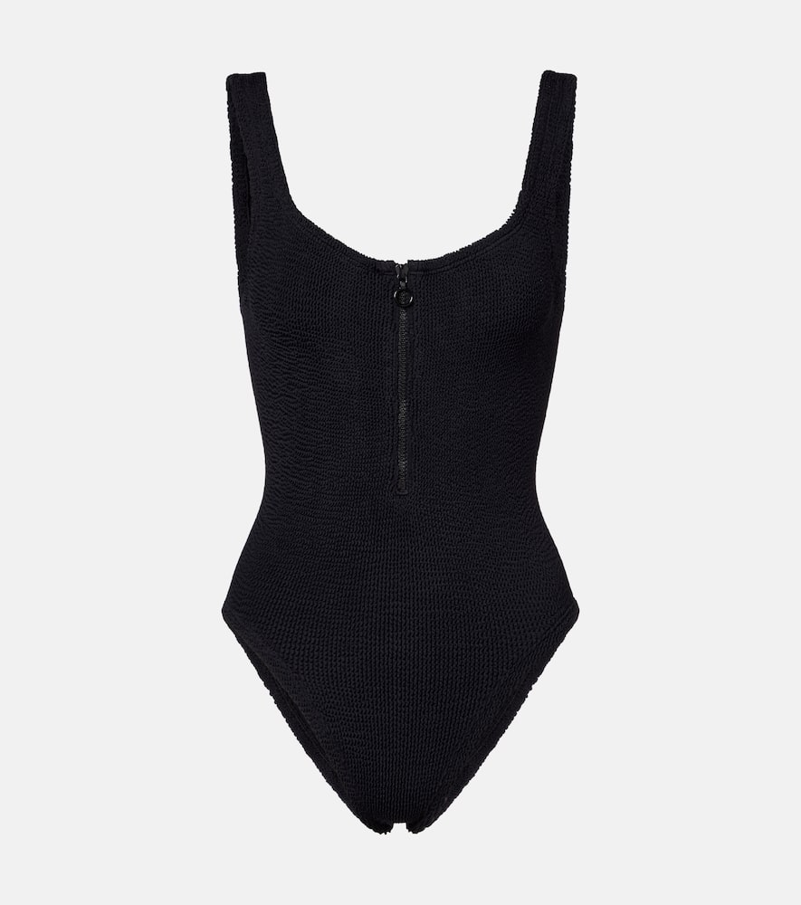 Hunza G Womens Black Dallas Zip-up High-leg Swimsuit In Black