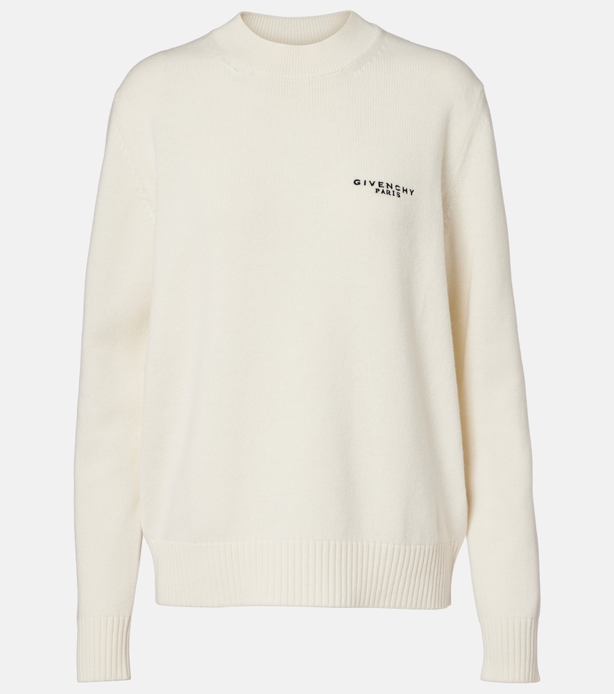 Givenchy Women's White Logo Wool And Cashmere Sweater Uk Size 10