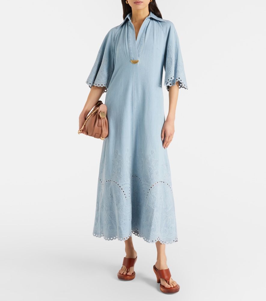 Zimmermann Daylight embroidered denim midi dress