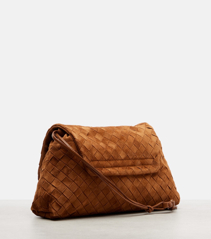 Bottega Veneta Giorno Intrecciato Suede Clutch In Brown