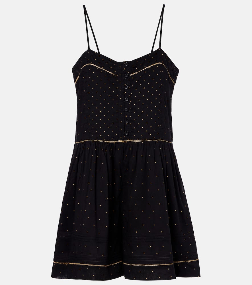 Isabel Marant Étoile Vickie Polka-dot Cotton Romper In Black