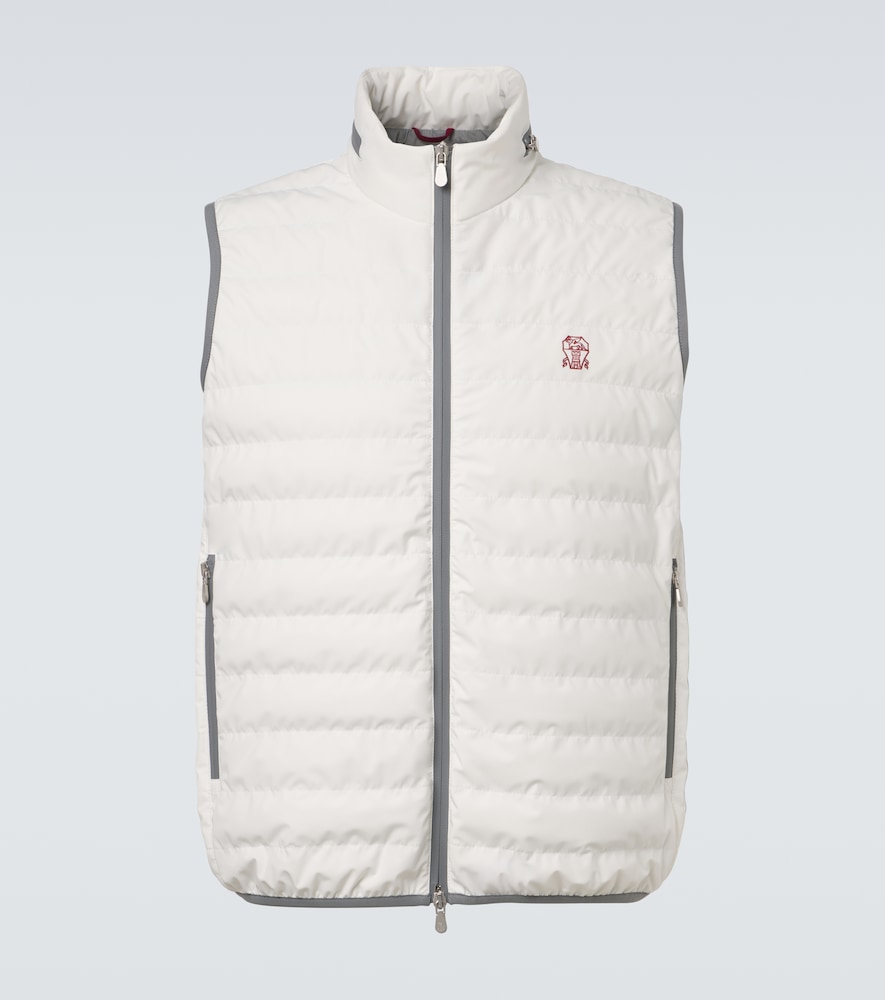 Brunello Cucinelli Men's White Logo Down Vest UK Size 44 - Mytheresa
