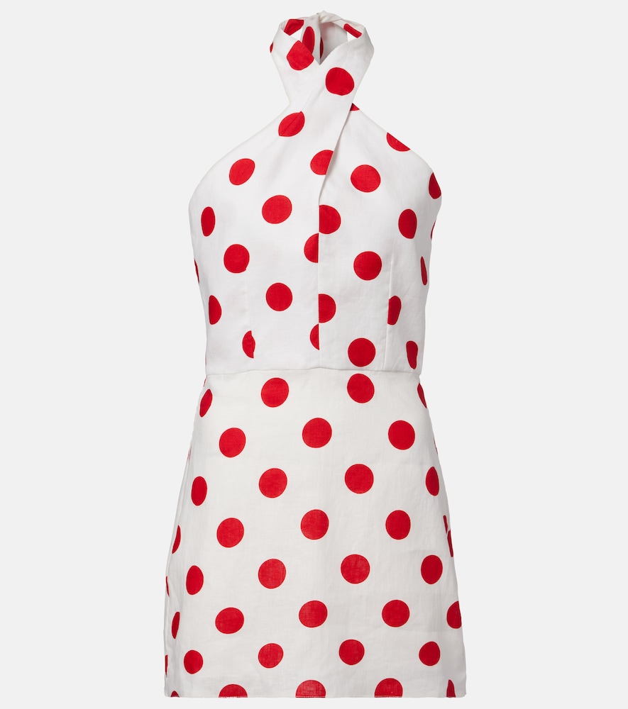 Cala De La Cruz Veneta Polka Dot Halterneck Linen Minidress
