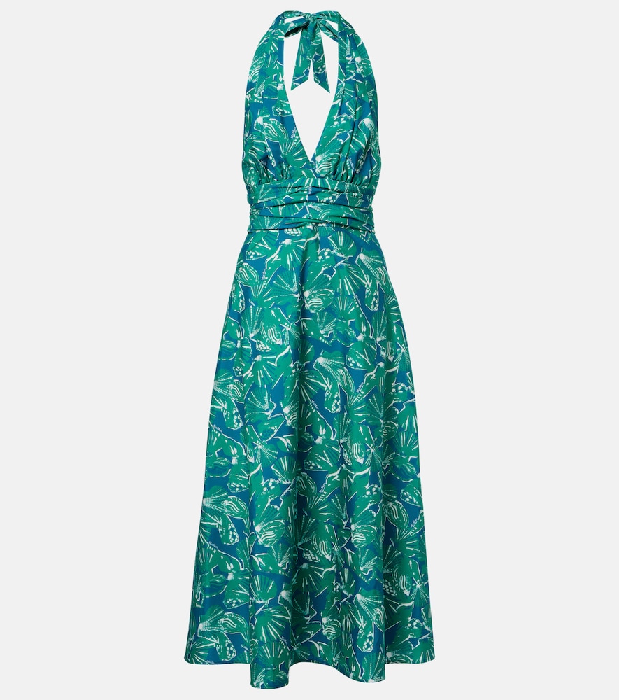 Max Mara Printed halterneck cotton midi dress