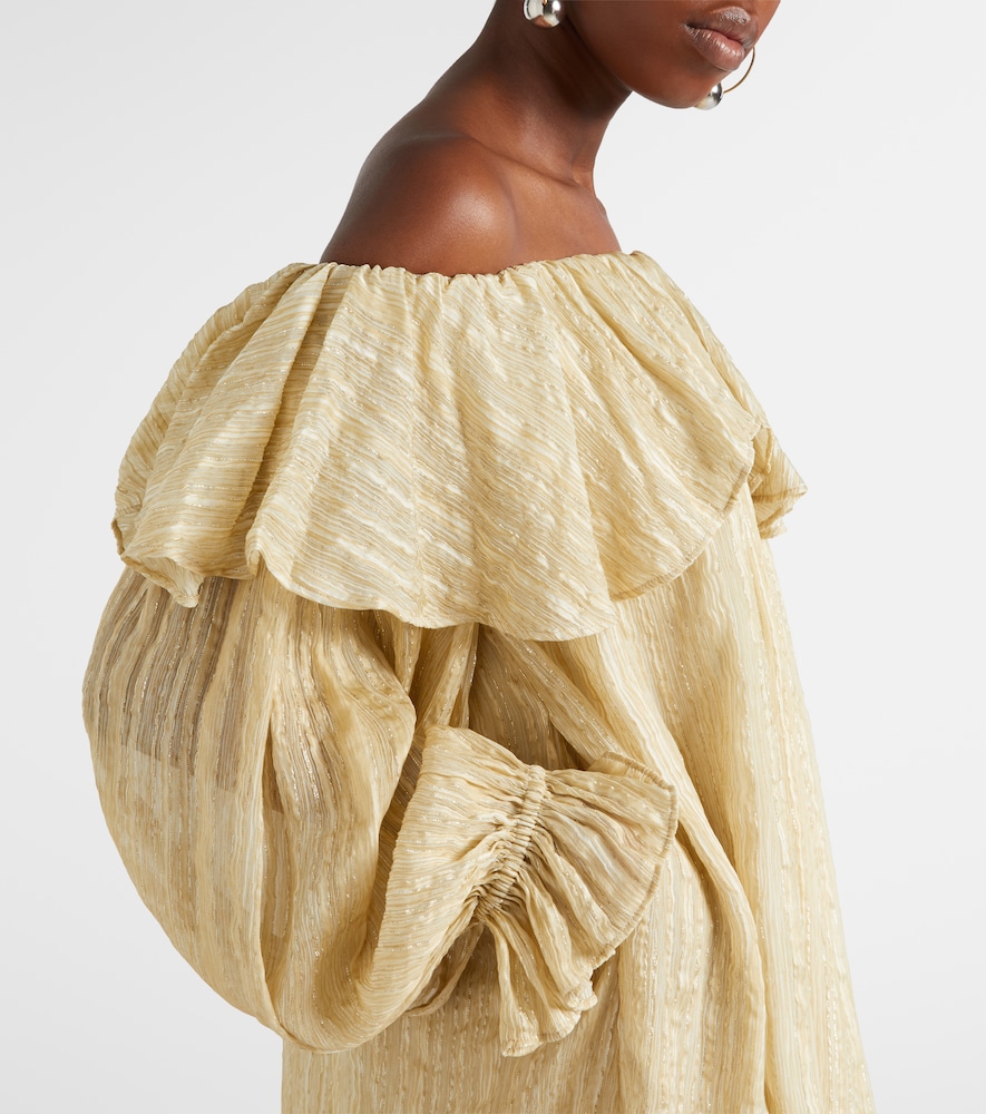 Ruffled Striped Silk-Blend Top