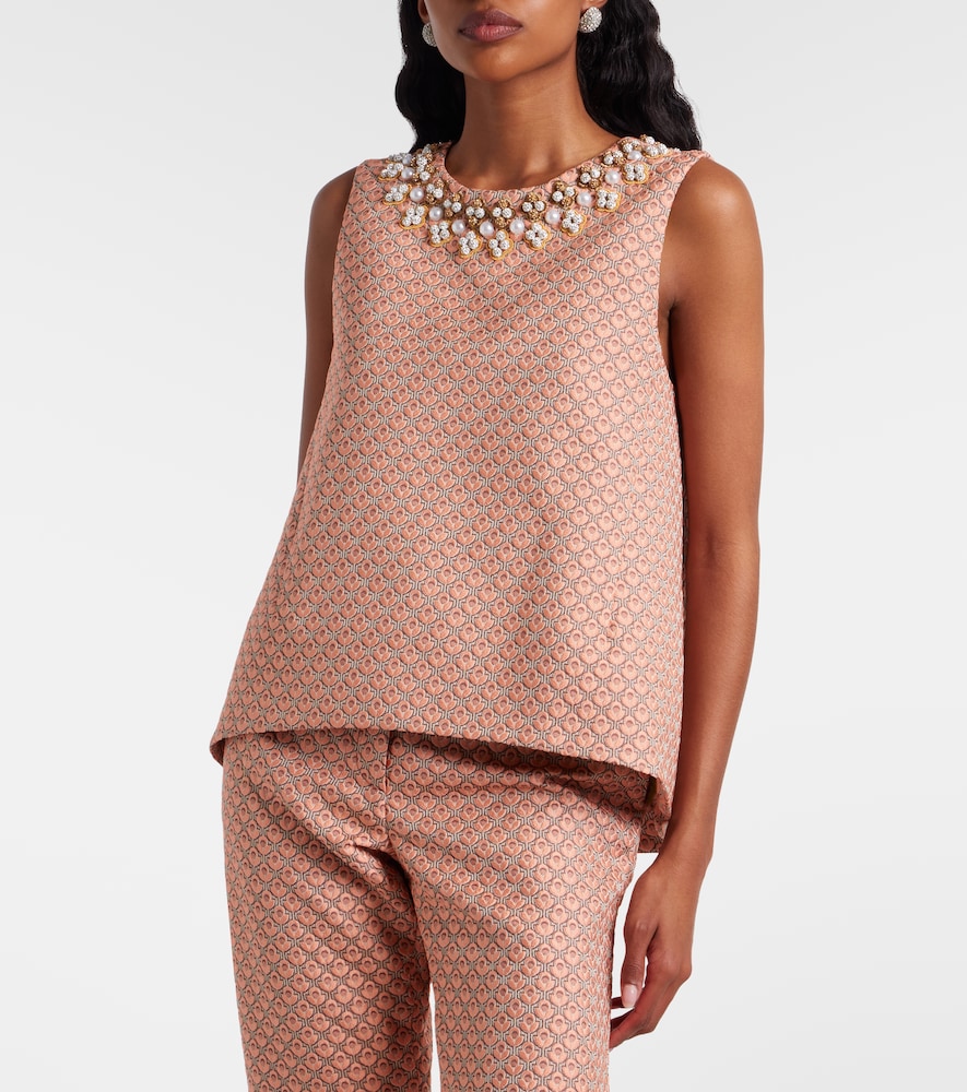 La DoubleJ La Scala floral jacquard top