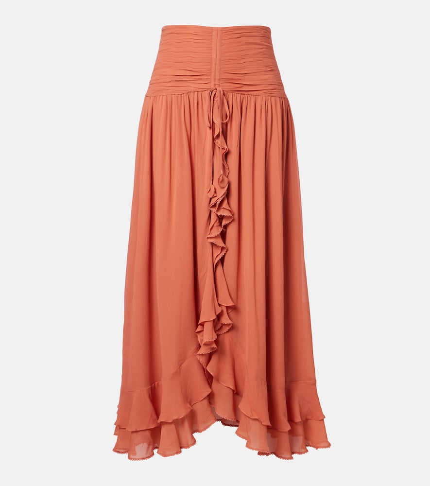 Poupette St Barth Neree ruched ruffled maxi skirt