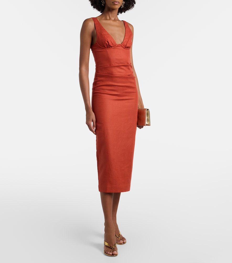 SIR Draped linen midi dress