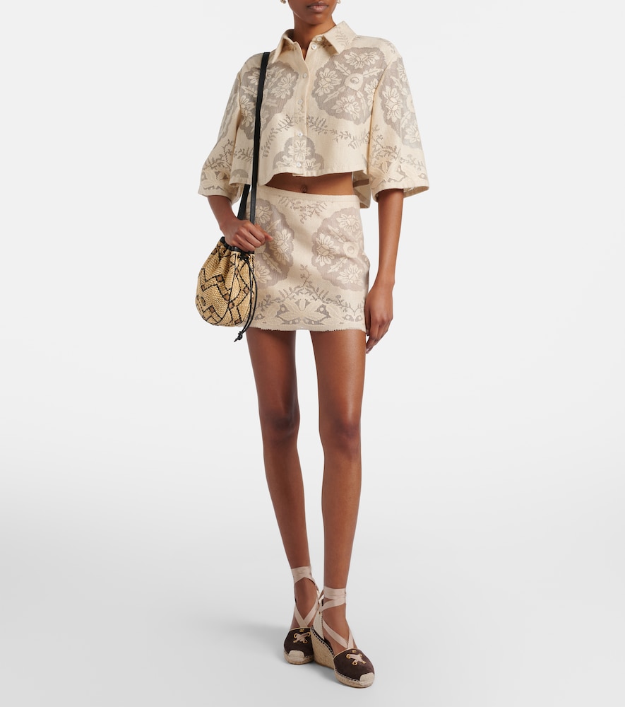 Valentino Floral cotton-blend miniskirt