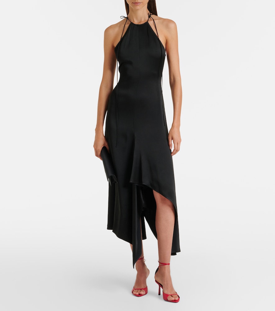 Victoria Beckham Asymmetric crêpe satin midi dress