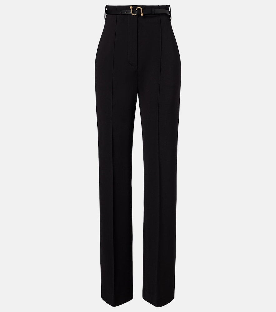 Pantaloni regular in crêpe con cintura