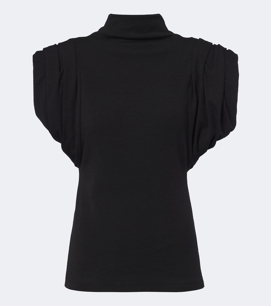 Mugler High-neck Wool-blend Top In Black