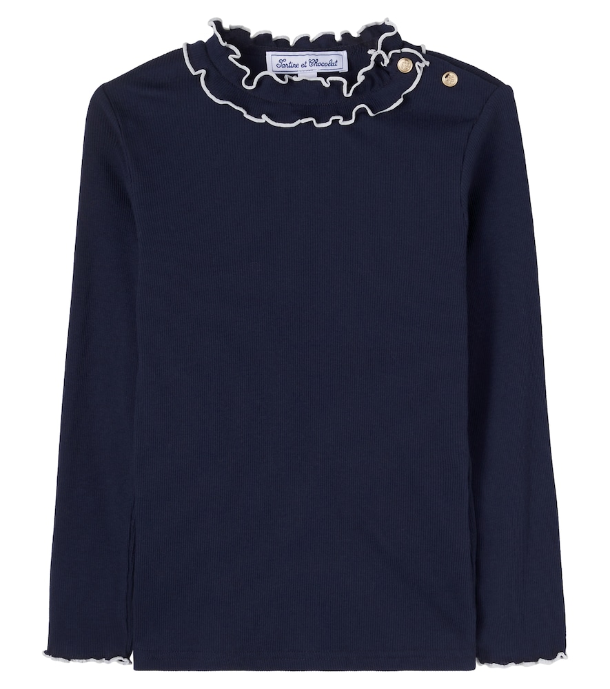 Top in jersey di misto cotone a coste