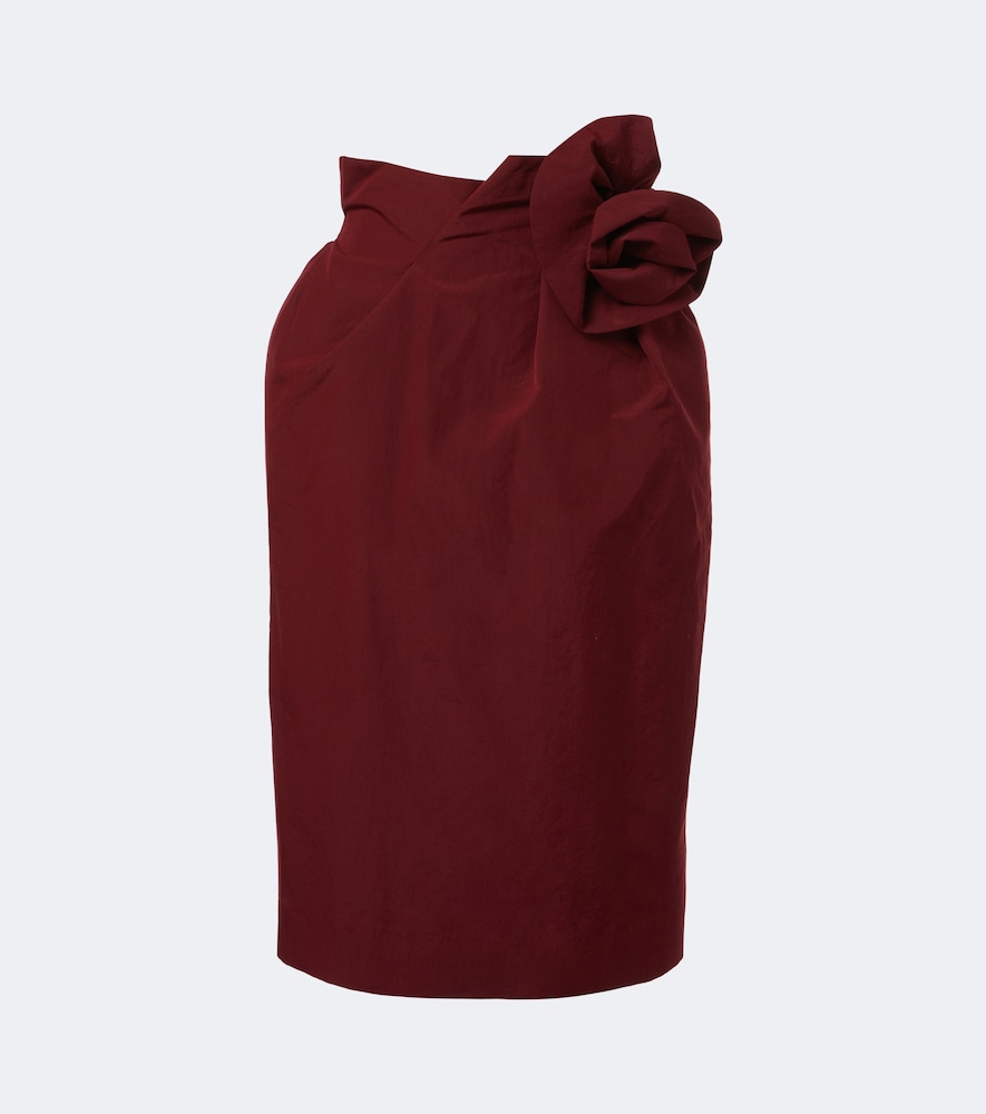 Magda Butrym Floral-applique Cotton And Silk Midi Skirt In Burgunderrot