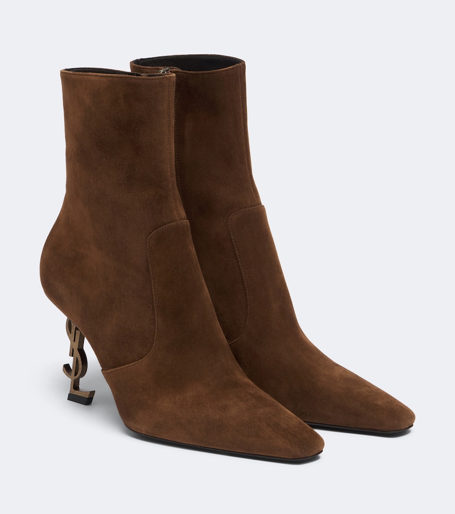 Saint Laurent Opyum Suede Brown Ankle Boots