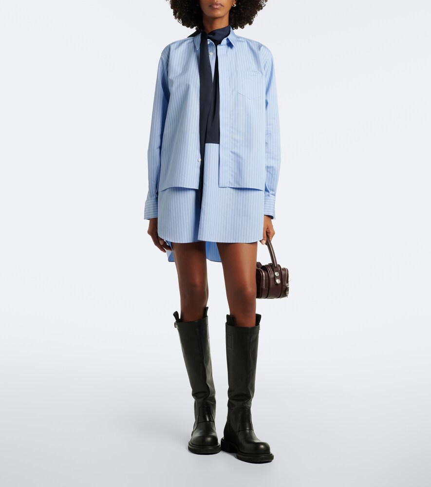 Layered Striped Cotton-Blend Poplin Shirt