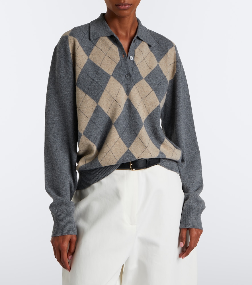 Róhe Argyle Wool-Blend Polo Sweater