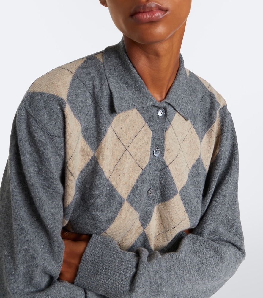 Róhe Argyle Wool-Blend Polo Sweater