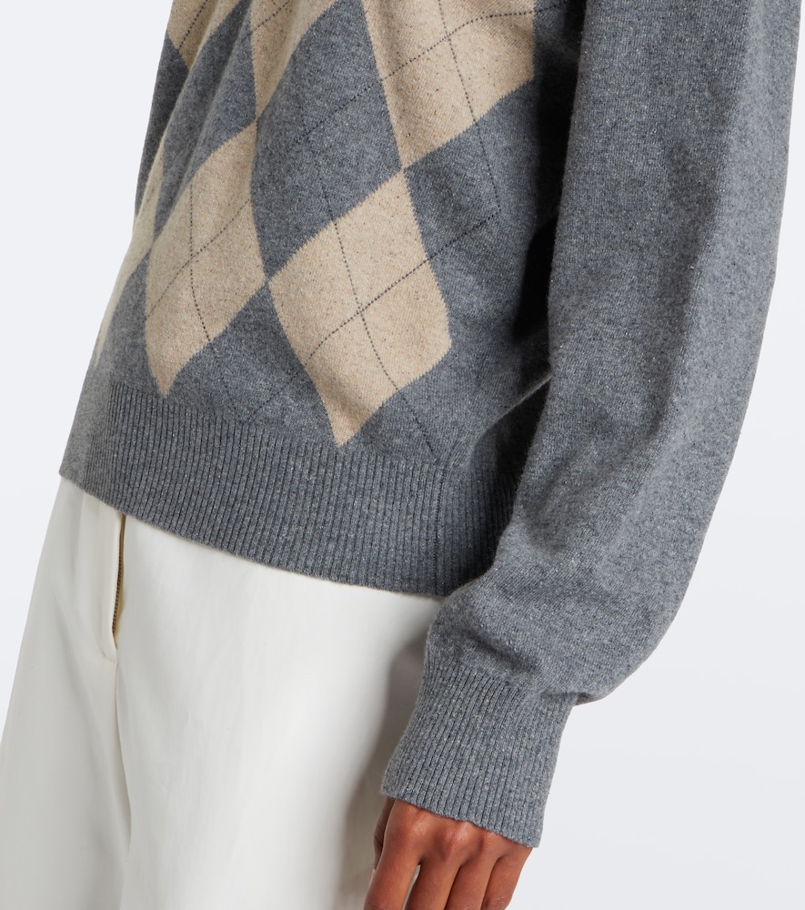 Róhe Argyle Wool-Blend Polo Sweater