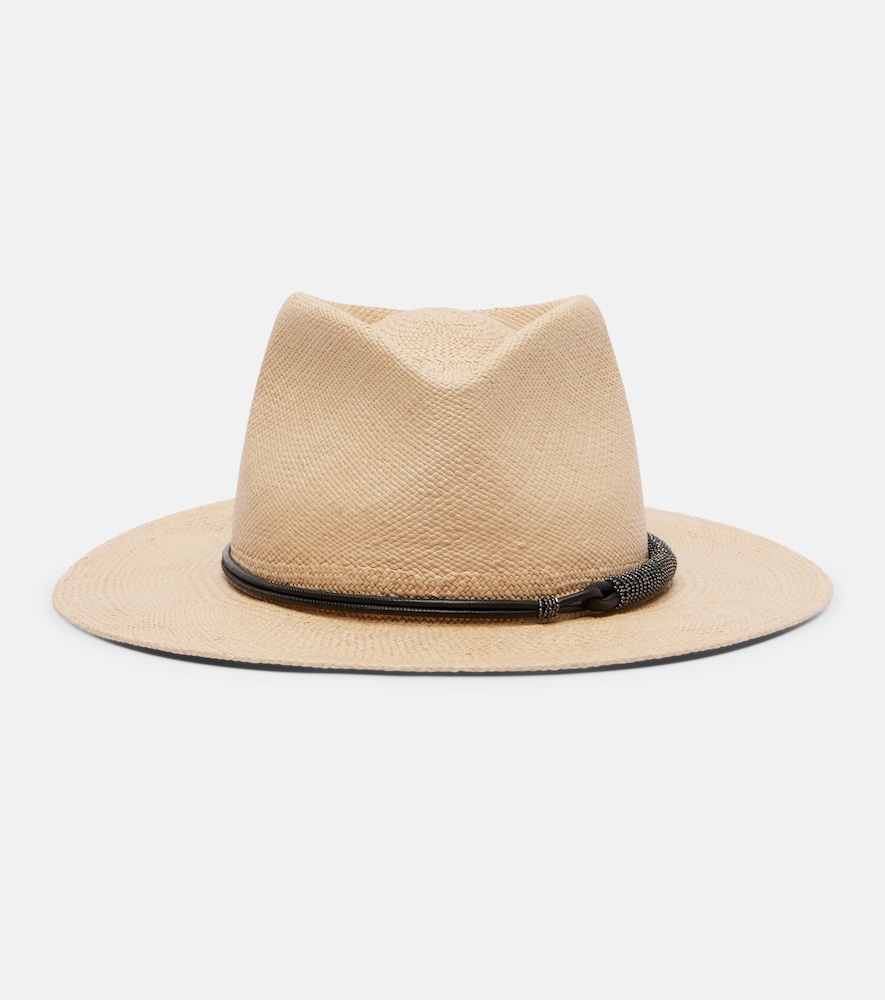 Hut Monili aus Stroh mit Leder