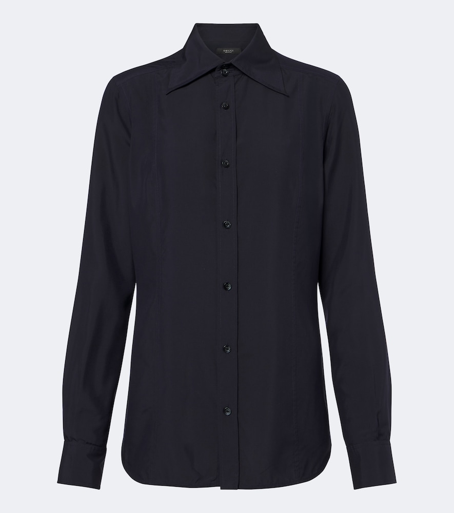 Gucci Silk Poplin Shirt In Blau