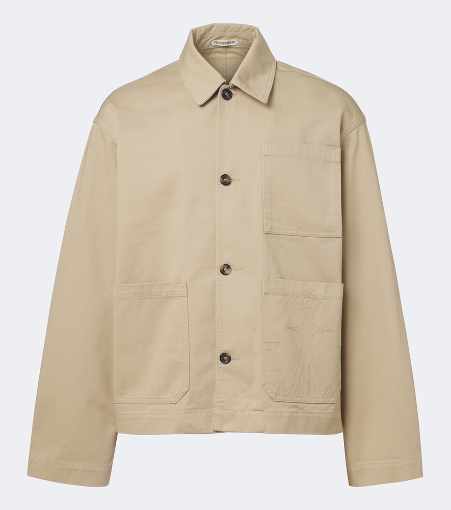 Jw Anderson Embroidered Cotton Canvas Jacket In Beige