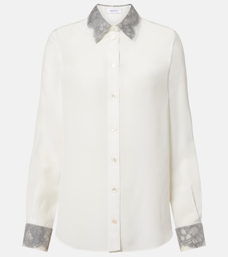 McQueen Chemise en soie à dentelle