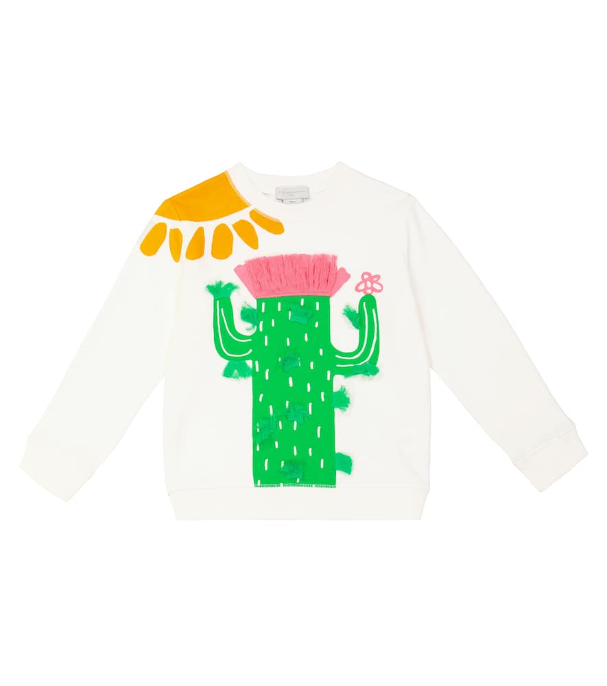 Stella McCartney Kids Printed fringed cotton sweatshirt