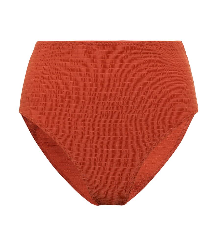 Toteme Smocked high-rise bikini bottoms