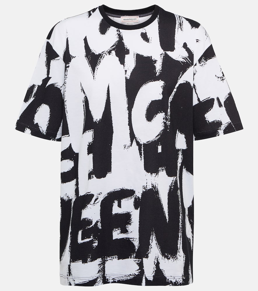 Alexander Mcqueen Graffiti Printed Cotton-jersey T-shirt In 0909