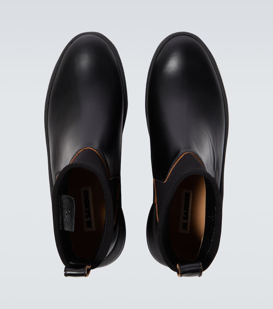 Shop Jil Sander Leather Chelsea Boots In Black