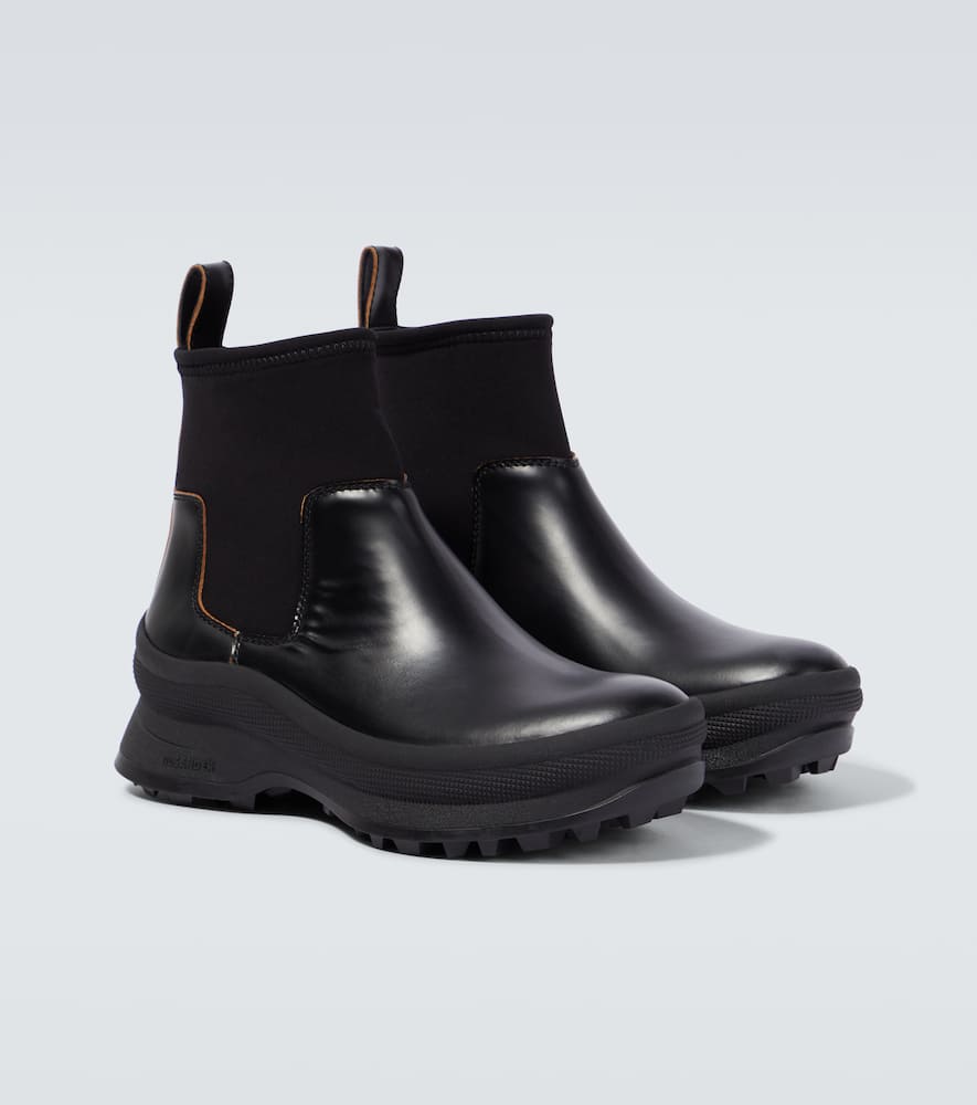 Shop Jil Sander Leather Chelsea Boots In Black