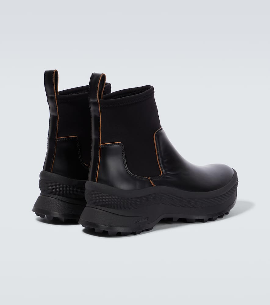 Shop Jil Sander Leather Chelsea Boots In Black