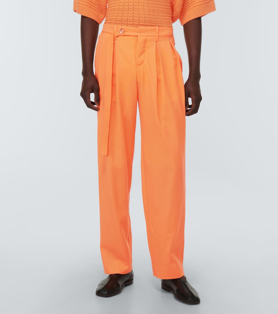 Shop King & Tuckfield Grant High-rise Wide-leg Wool Pants In Nectarine