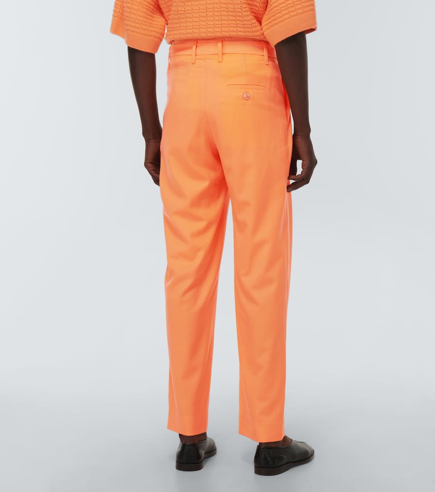 Shop King & Tuckfield Grant High-rise Wide-leg Wool Pants In Nectarine