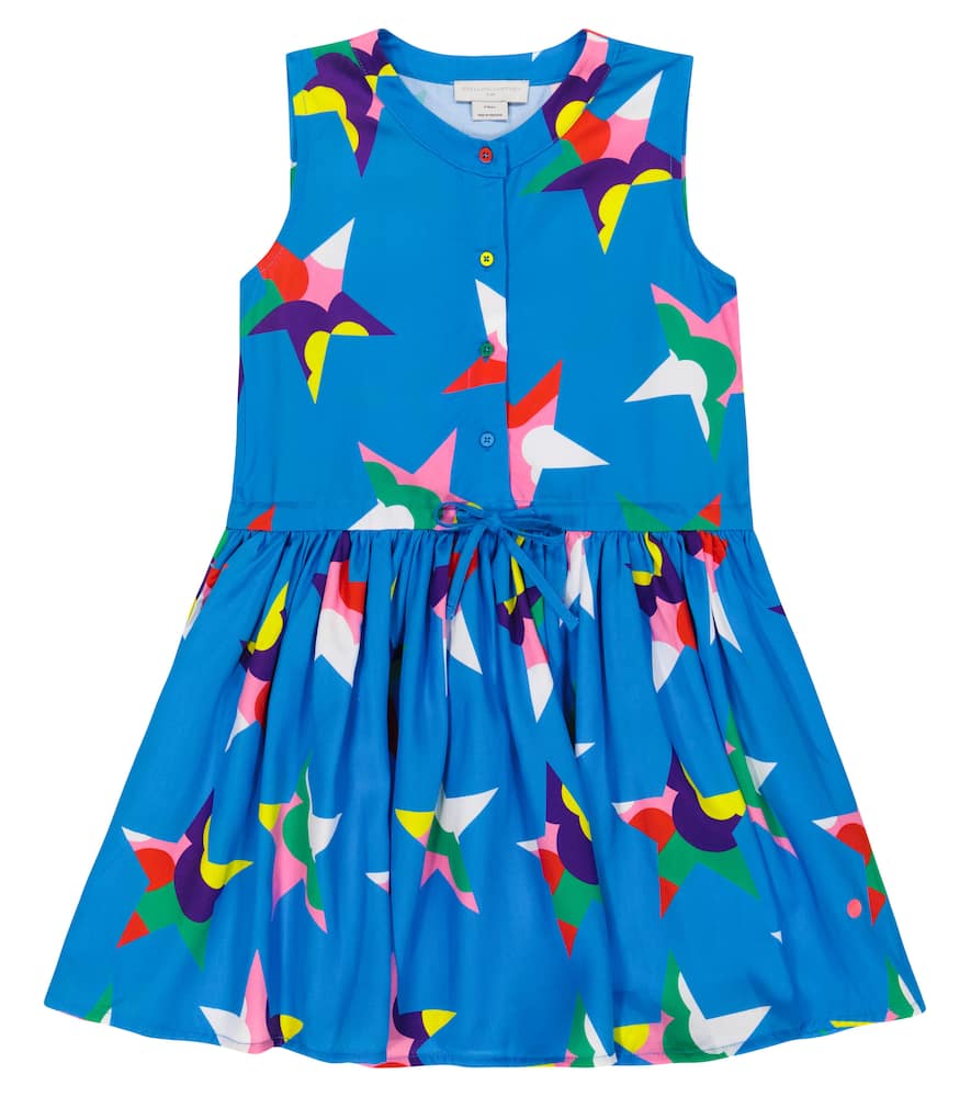 Stella Mccartney Kids' Star-print Minidress In Azzurro/multicolor