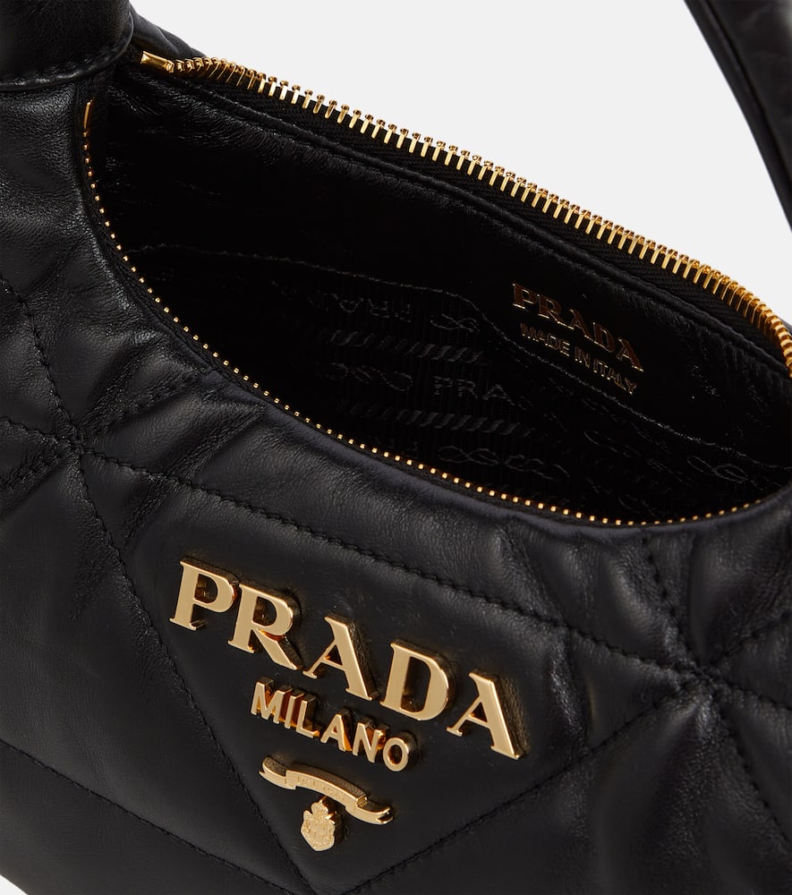 Prada Mini Quilted Leather Tote Bag In Nero
