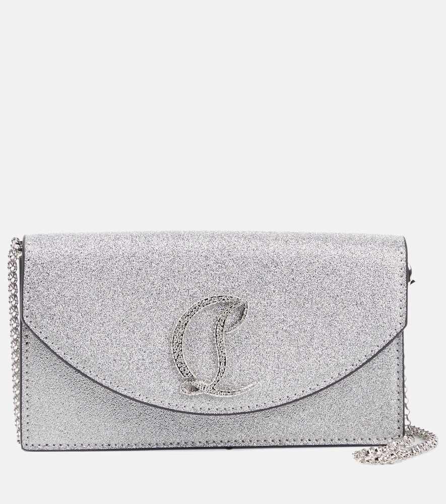 Christian Louboutin Loubi54 glitter leather clutch