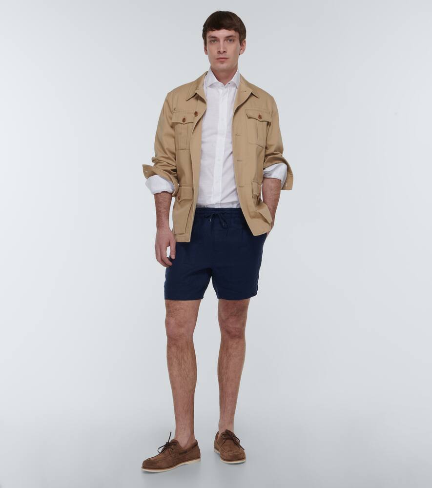 Shop Polo Ralph Lauren Linen Shorts In Newport Navy